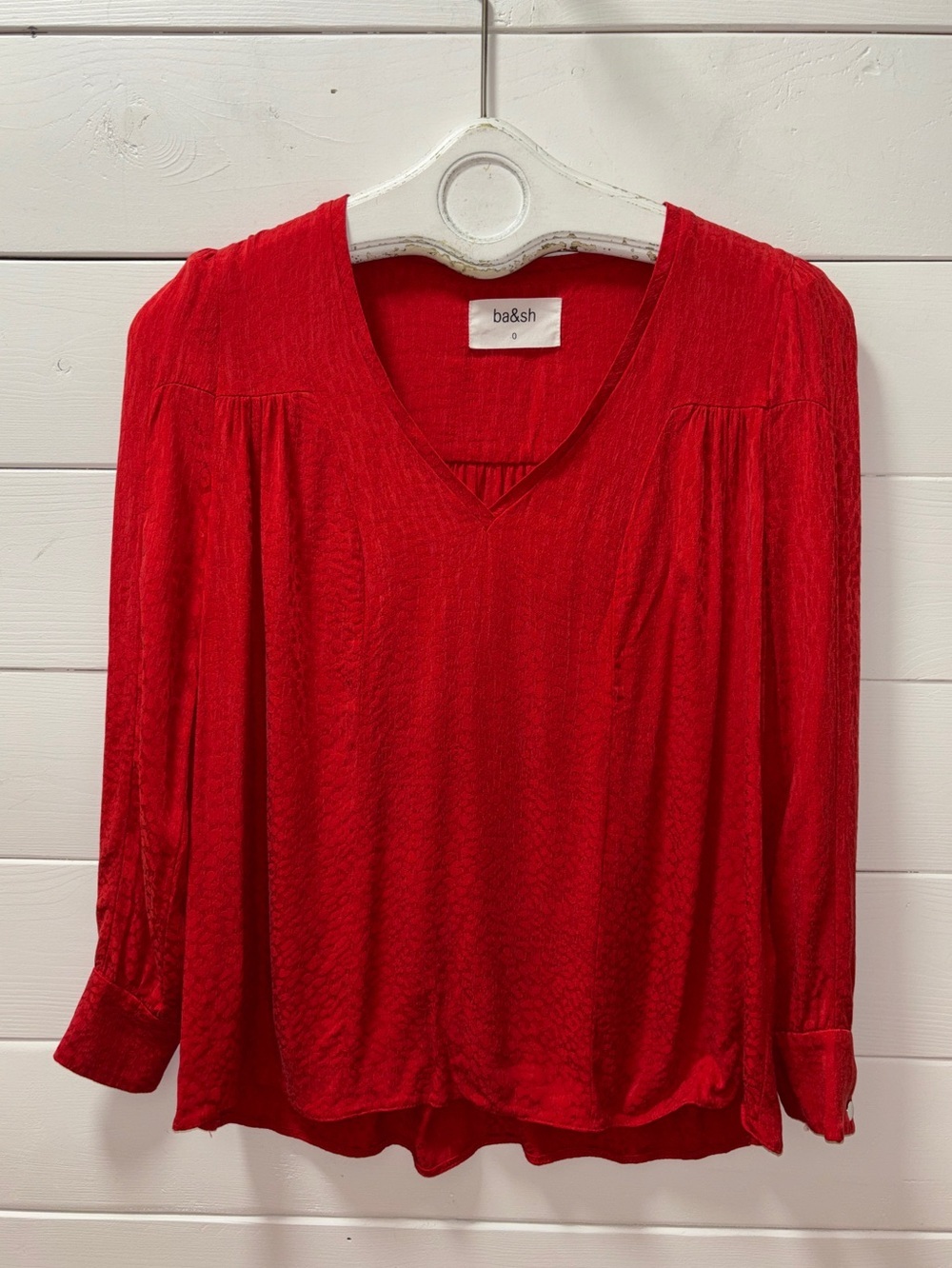 ba&sh Red Tonal Pattern Blouse – Size 4 - Picture 6 of 11